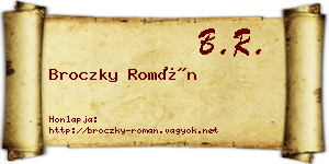 Broczky Román névjegykártya